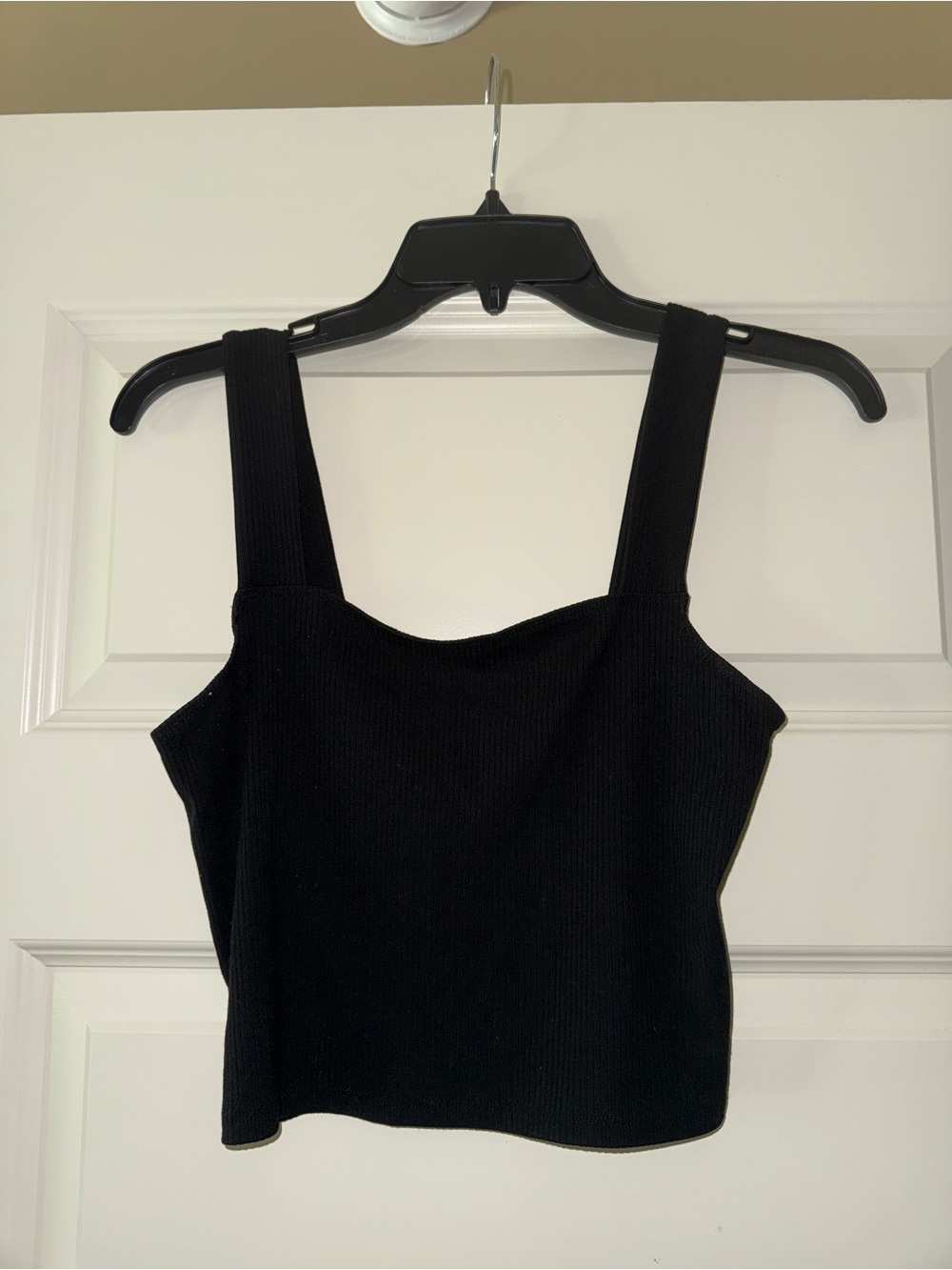 American Eagle Outfitters Black Ribbed Square-Neck Crop Tank